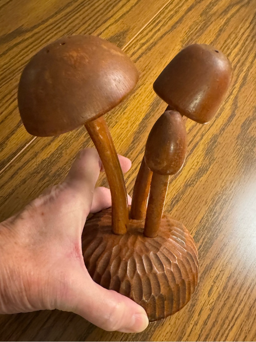 Wood Mushroom Toothpick Holder Server